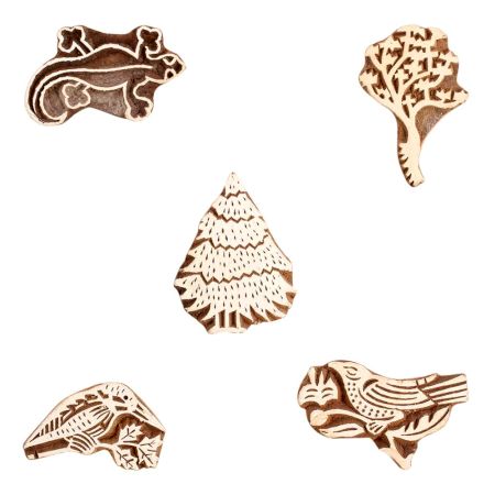 Set of 5 Piece New Mix Wooden Printing Block